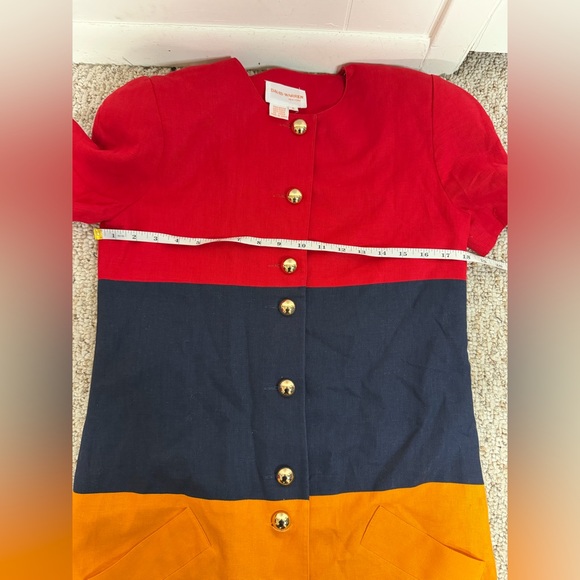 David Warren Color block Red, Navy, and Orange Vintage Midi Dress size 8 - Picture 5 of 5